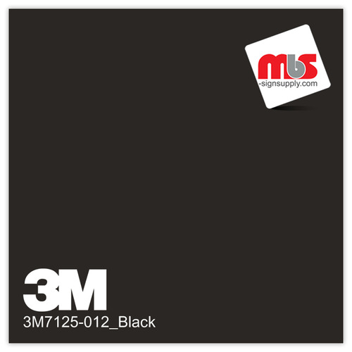 15'' x 10 Yards 3M™ 7125 Scotchcal™ ElectroCut™ Gloss Black 7 year Unpunched 2 Mil Cast Graphic Vinyl Film (Color Code 012)