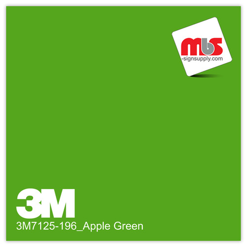 15'' x 10 Yards 3M™ 7125 Scotchcal™ ElectroCut™ Gloss Apple Green 7 year Unpunched 2 Mil Cast Graphic Vinyl Film (Color Code 196)