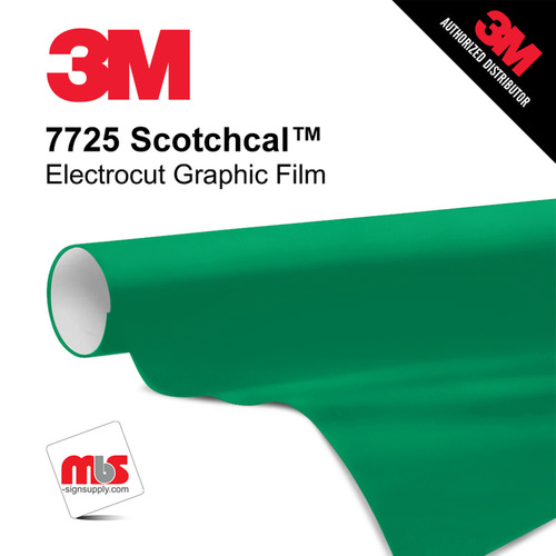 15'' x 10 Yards 3M™ 7725 Scotchcal™ ElectroCut™ Gloss Bright Green 8 year Unpunched 2 Mil Cast Graphic Vinyl Film (Color Code 186)