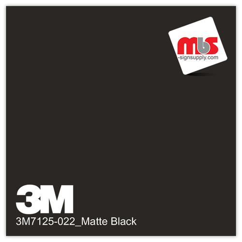 15'' x 10 Yards 3M™ 7125 Scotchcal™ ElectroCut™ Matte Black 7 year Unpunched 2 Mil Cast Graphic Vinyl Film (Color Code 022)