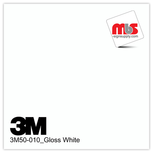 30'' x 50 Yards 3M™ Series 50 Scotchcal Gloss White 5 Year Unpunched 3 Mil Calendered Graphic Vinyl Film (Color Code 010)