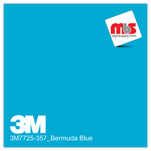 15'' x 10 Yards 3M™ 7725 Scotchcal™ ElectroCut™ Gloss Bermuda Blue 8 year Unpunched 2 Mil Cast Graphic Vinyl Film (Color Code 357)