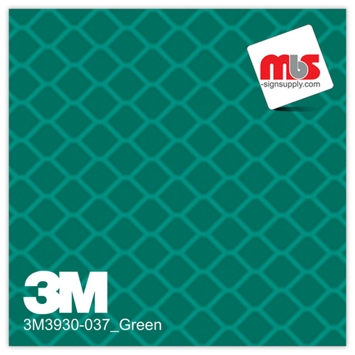 15'' x 10 Yards 3M™ 3930 High Intensity Prismatic Sheeting Gloss Green 10 year Unpunched 17 Mil Graphic Vinyl Film (Color Code 037)