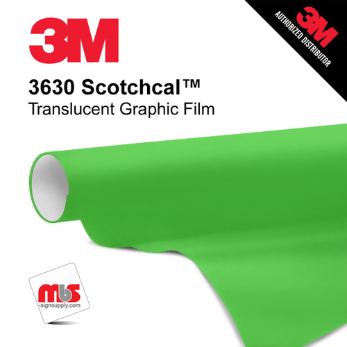 24'' x 50 Yards 3M™ 3630 Scotchcal™ Matte Lime Green 7 year Unpunched 2 Mil Cast Graphic Vinyl Film (Color Code 136)