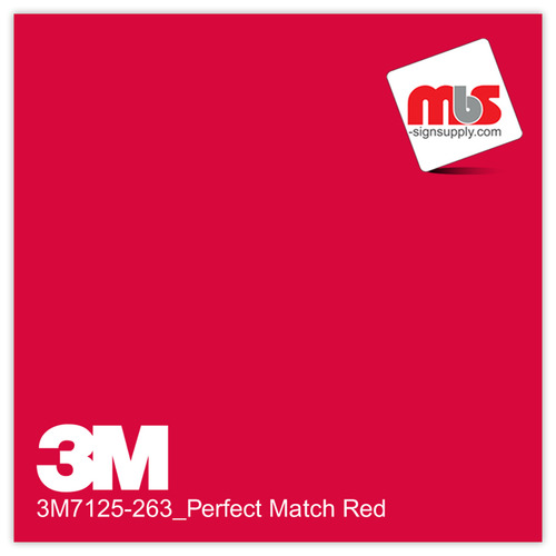 15'' x 10 Yards 3M™ 7125 Scotchcal™ ElectroCut™ Gloss Perfect Match Red 7 year Unpunched 2 Mil Cast Graphic Vinyl Film (Color Code 263)