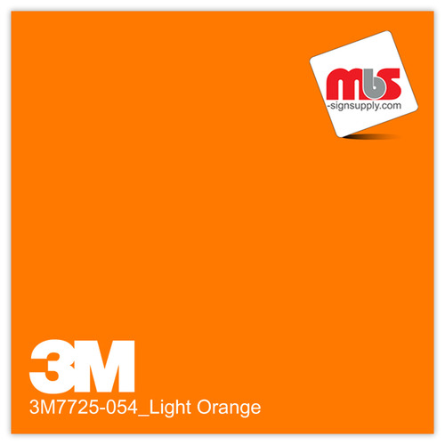 15'' x 10 Yards 3M™ 7725 Scotchcal™ ElectroCut™ Gloss Light Orange 8 year Unpunched 2 Mil Cast Graphic Vinyl Film (Color Code 054)