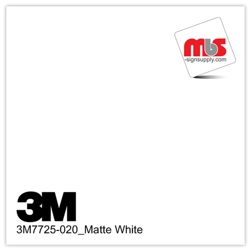 15'' x 50 Yards 3M™ 7725 Scotchcal™ ElectroCut™ Gloss Matte White 8 year Unpunched 2 Mil Cast Graphic Vinyl Film (Color Code 020)