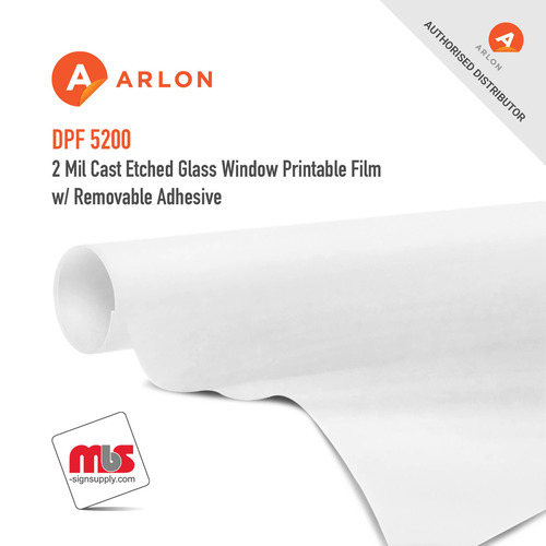 48'' x 10 Yard Roll - Arlon DPF 5200 2 Mil Cast Etched Glass Window Printable Film w/ Removable Adhesive