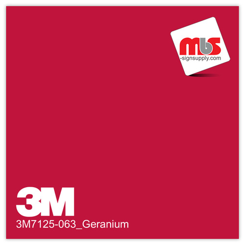 15'' x 10 Yards 3M™ 7125 Scotchcal™ ElectroCut™ Gloss Geranium 7 year Unpunched 2 Mil Cast Graphic Vinyl Film (Color Code 063)