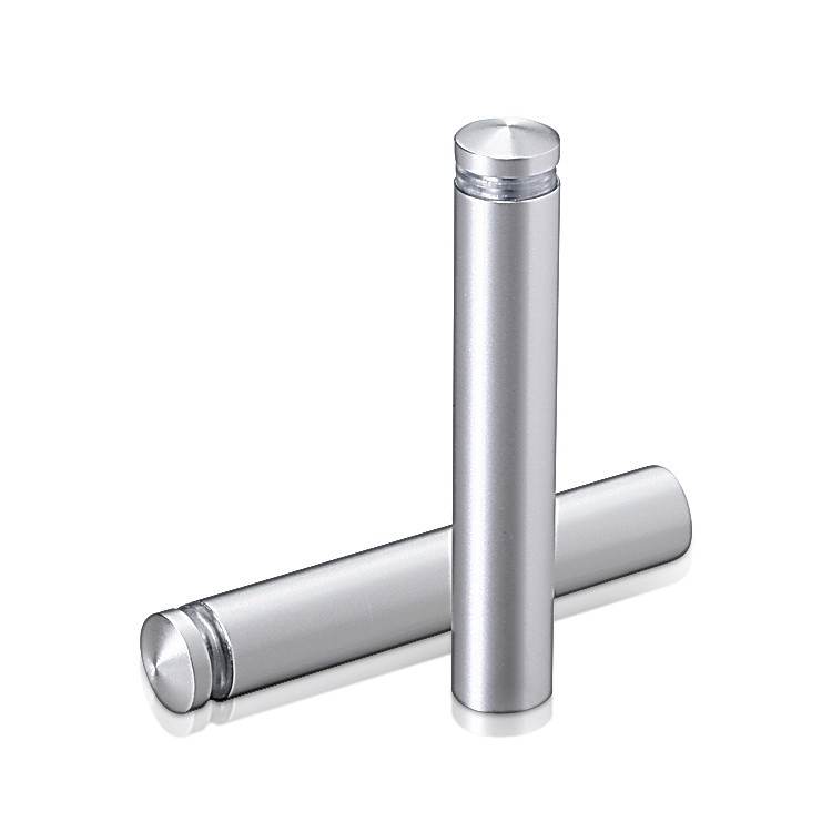 1/2'' Diameter X 2-1/2'' Barrel Length, Aluminum Rounded Head Standoffs, Clear Anodized Finish Easy Fasten Standoff (For Inside / Outside use) [Required Material Hole Size: 3/8'']