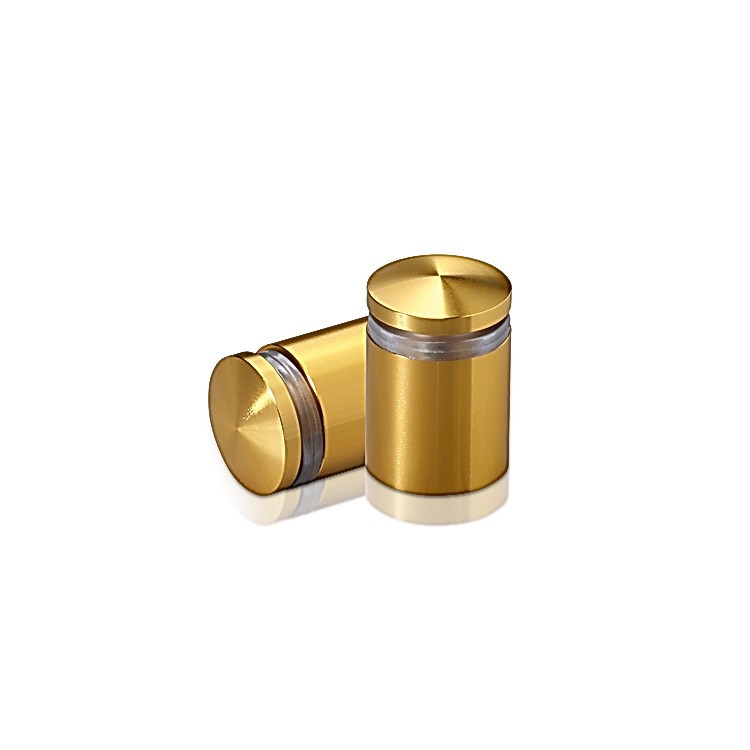3/4'' Diameter X 3/4'' Barrel Length, Aluminum Rounded Head Standoffs, Gold Anodized Finish Easy Fasten Standoff (For Inside / Outside use) [Required Material Hole Size: 7/16'']