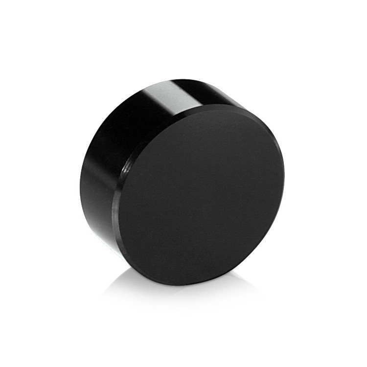 5/16-18 Threaded Caps Diameter: 1 1/4'', Height 1/2'', Black Anodized Aluminum [Required Material Hole Size: 3/8'']