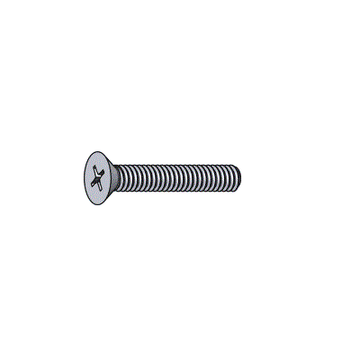 Machine screws, Phillips flat head, Zinc plated steel, #6-32 x 1 1/2