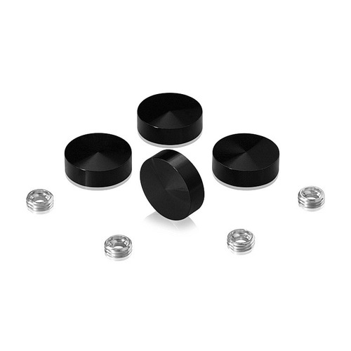 Set of 4 Screw Cover, Diameter: 13/16'' (3/4''), Aluminum Black Anodized Finish, (Indoor or Outdoor Use)