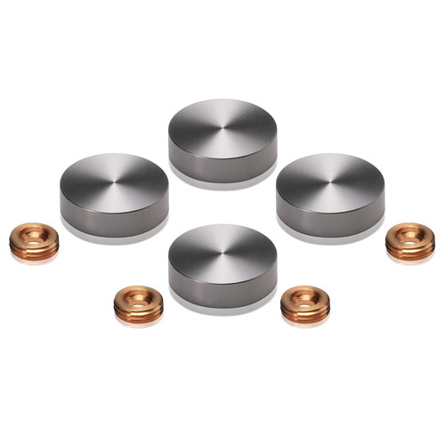 Set of 4 Screw Cover, Diameter: 7/8'', Aluminum Titanium Finish, (Indoor or Outdoor Use)