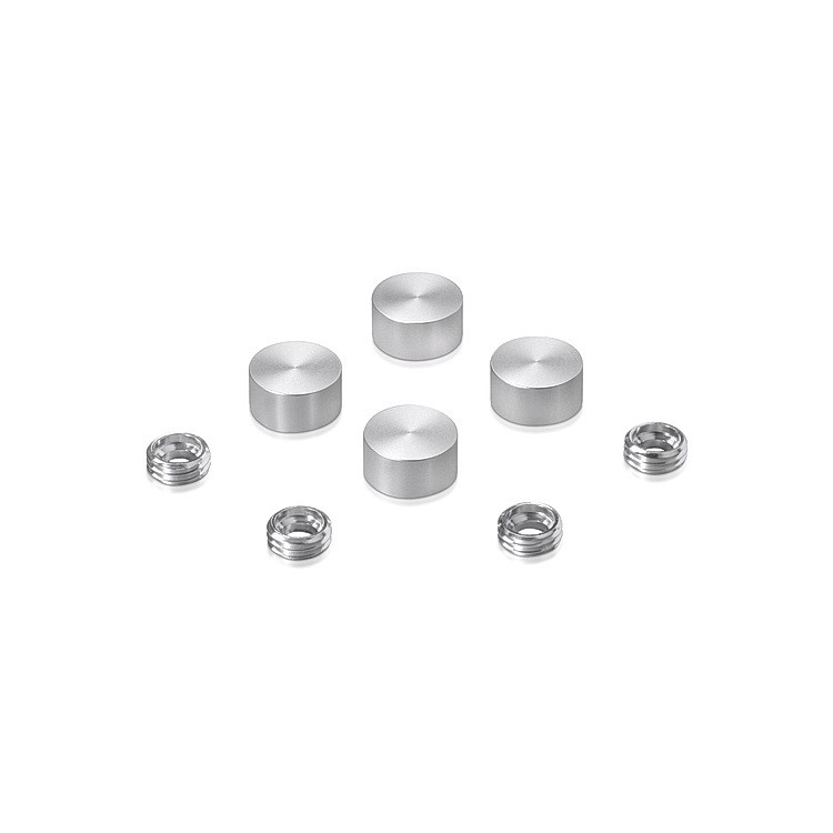 Set of 4 Screw Cover, Diameter: 1/2'', Aluminum Clear Anodized Finish, (Indoor or Outdoor Use)