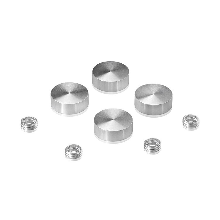 Set of 4 Screw Cover, Diameter: 11/16'' (less 3/4''), Aluminum Clear Shiny Anodized Finish, (Indoor or Outdoor Use)