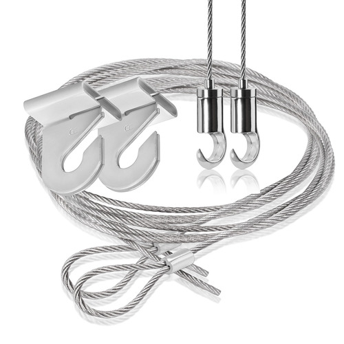 Suspended Kit, T Clamp, Looped Stainless Steel Cable - 48'', Hook - 1/16'' Diameter Cable