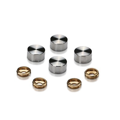 Set of 4 Screw Cover Diameter 5/8'', Satin Brushed Stainless Steel Finish (Indoor Use Only)
