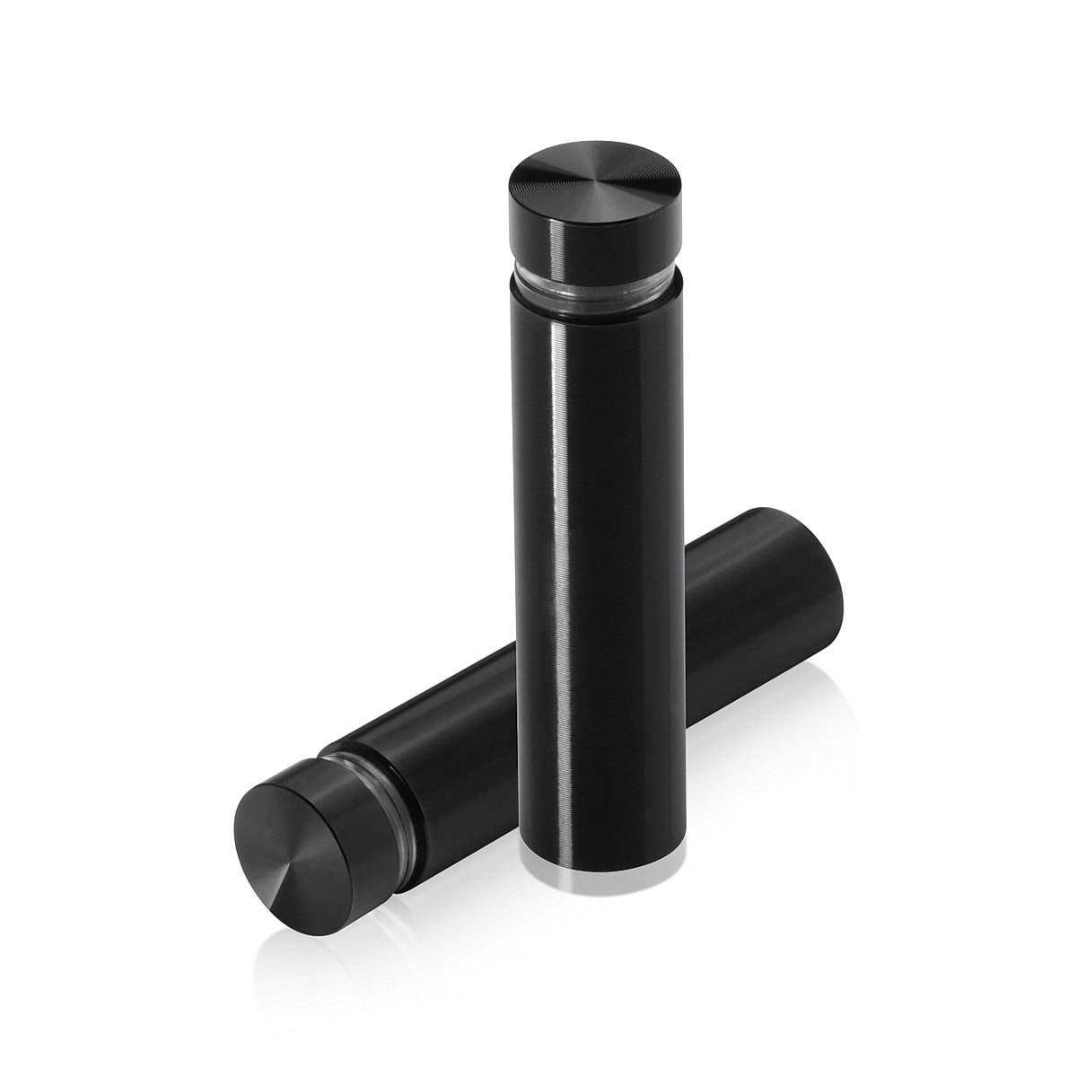 1/2'' Diameter X 1-3/4'' Barrel Length, Aluminum Flat Head Standoffs, Black Anodized Finish Easy Fasten Standoff (For Inside / Outside use) Tamper Proof Standoff [Required Material Hole Size: 3/8'']