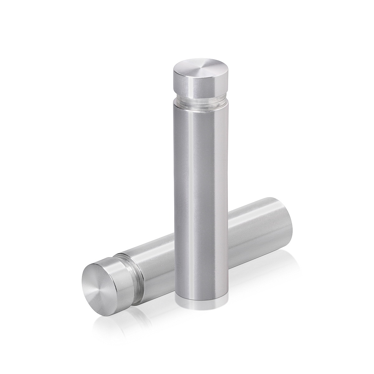 1/2'' Diameter X 1-3/4'' Barrel Length, Aluminum Flat Head Standoffs, Shiny Anodized Finish Easy Fasten Standoff (For Inside / Outside use) Tamper Proof Standoff [Required Material Hole Size: 3/8'']