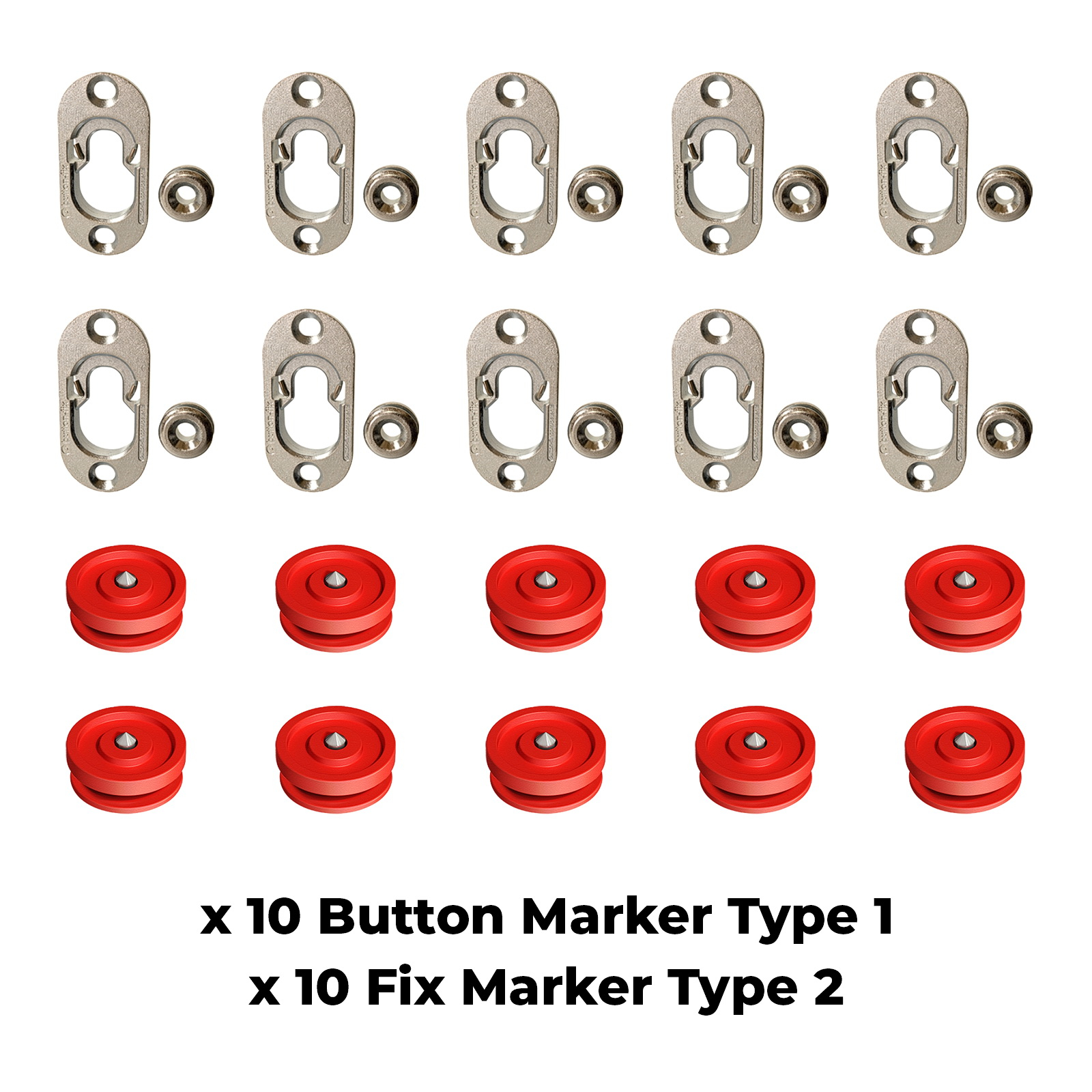 Button Fix Type 1 Metal Fix Bracket Fixing with Stainless Steel Retaining Spring for Fire Retardant Panels, Marine Interiors, Vibration & Shock Tested + Marker Tools x10 + 10 Marker Tool's