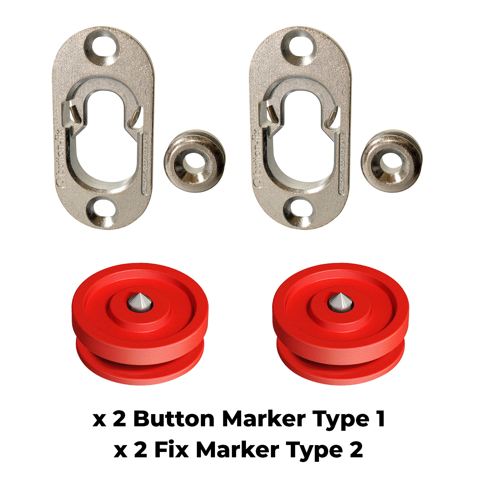 Button Fix Type 1 Metal Fix Bracket Fixing with Stainless Steel Retaining Spring for Fire Retardant Panels, Marine Interiors, Vibration & Shock Tested + Marker Tools x2 + 2 Marker Tool's