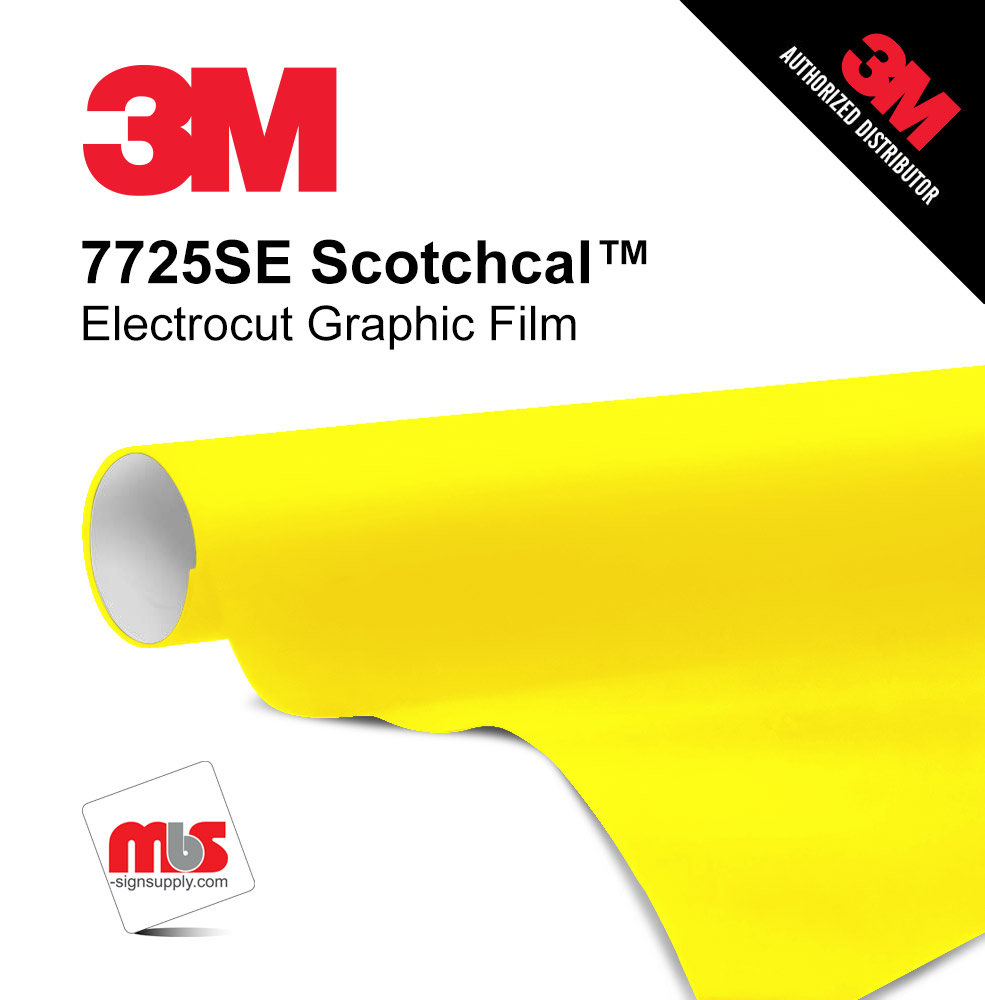15'' x 10 Yards 3M™ 7725 Scotchcal™ ElectroCut™ Fluorescent Yellow 8 year Unpunched 3.2 Mil Cast Graphic Vinyl Film (Color Code 405)