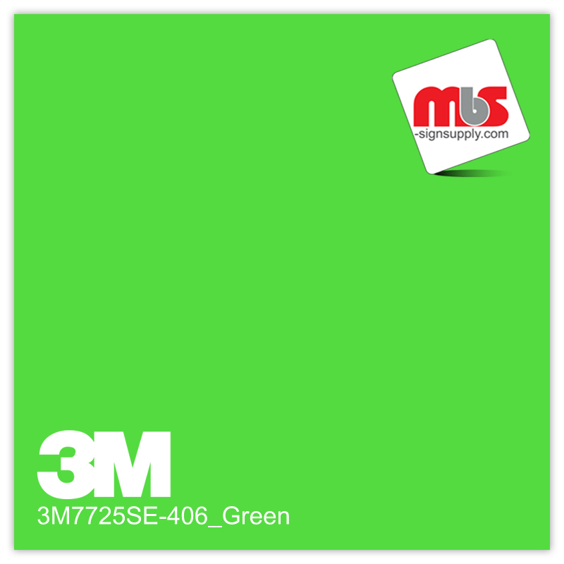15'' x 10 Yards 3M™ 7725 Scotchcal™ ElectroCut™ Fluorescent Green 8 year Unpunched 3.2 Mil Cast Graphic Vinyl Film (Color Code 406)