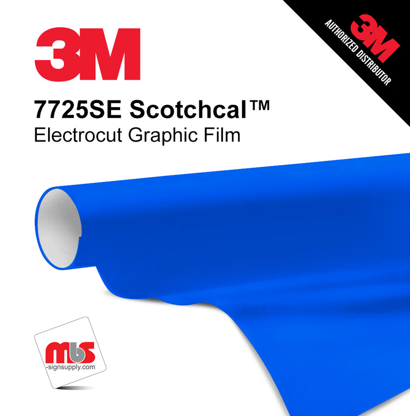 48'' x 10 Yards 3M™ 7725 Scotchcal™ ElectroCut™ Fluorescent Blue 8 year Unpunched 3.2 Mil Cast Graphic Vinyl Film (Color Code 407)