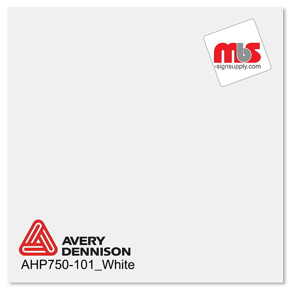 12'' x 50 yards Avery HP750 High Gloss White 6 year Long Term Unpunched 3.0 Mil Calendered Cut Vinyl (Color Code 101)