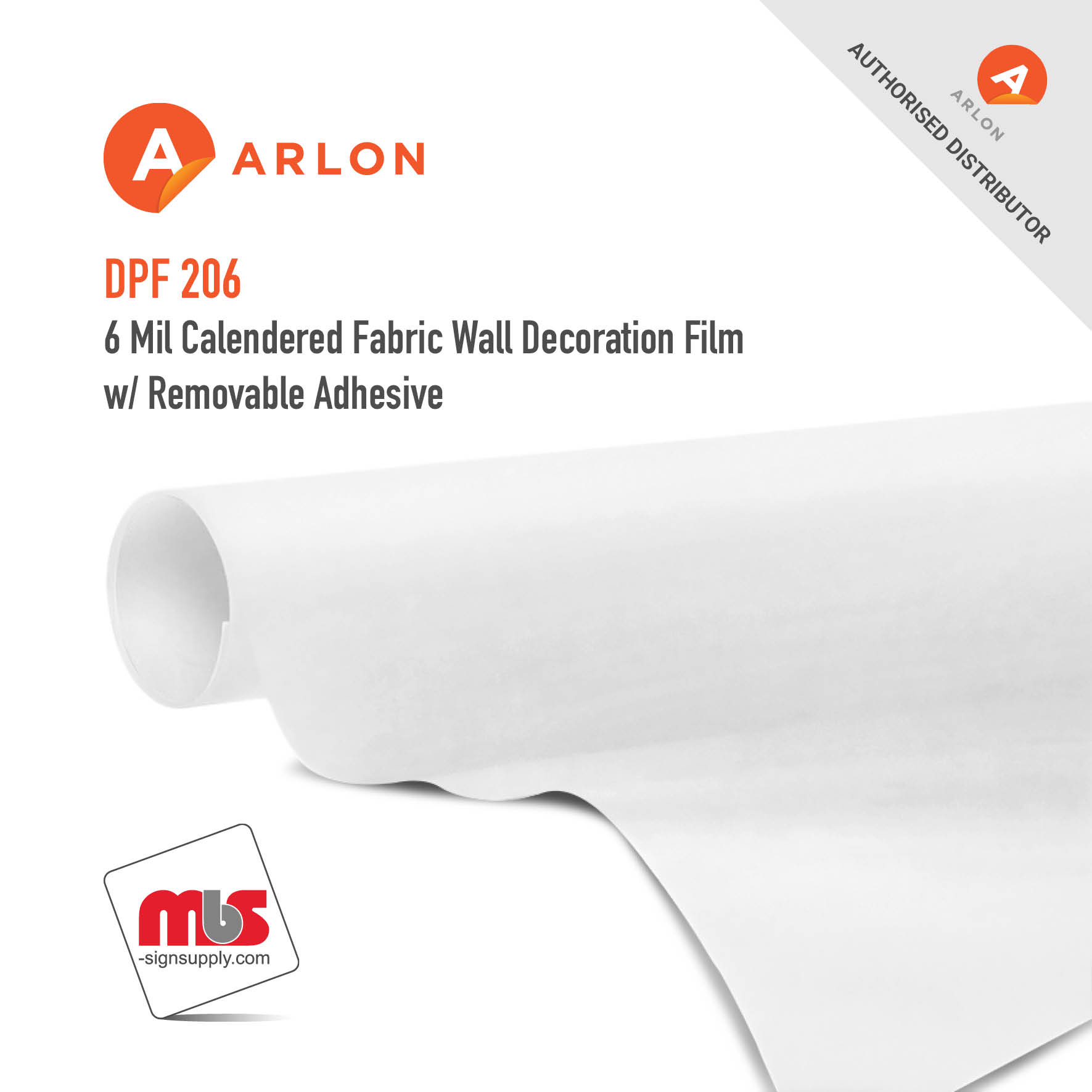 54'' x 33 Yard Roll - Arlon DPF 206 6 Mil Calendered Fabric Wall Decoration Film w/ Removable Adhesive