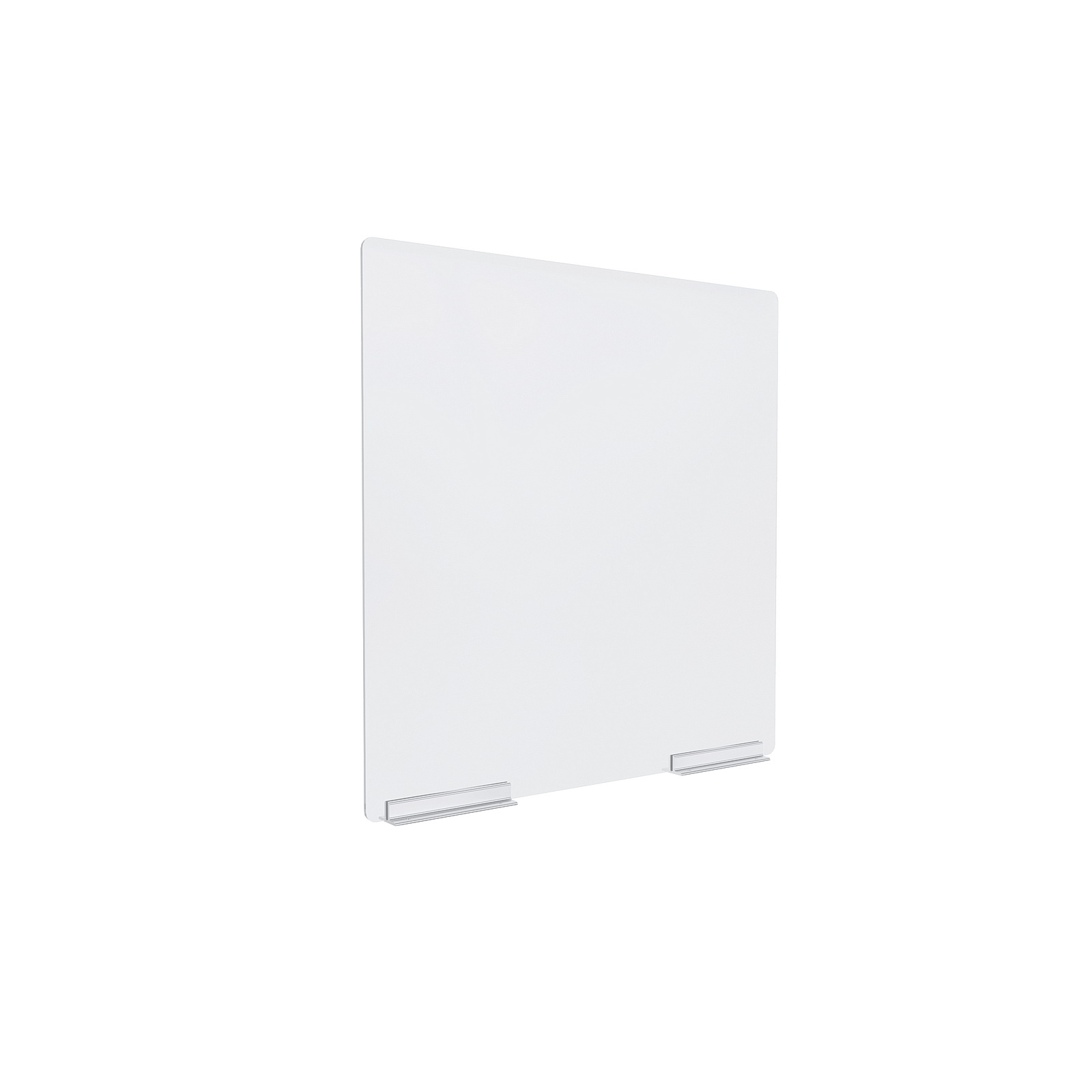 Clear Acrylic Sneeze Guard 23-1/2'' Wide x 23-1/2'' Tall, with (2) 6'' Clear Anodized Aluminum Channel Mounts