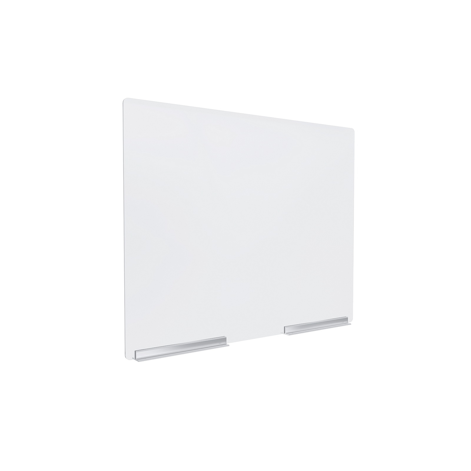 Clear Acrylic Sneeze Guard 30'' Wide x 23-1/2'' Tall, with (2) 10'' Clear Anodized Aluminum Channel Mounts