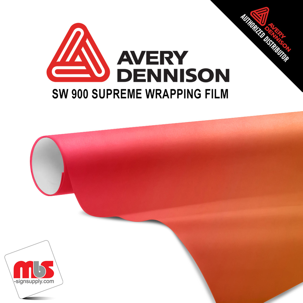 60'' x 25 yards Avery SW900 Gloss Rising Sun Red/Gold 5 year Long Term Unpunched 3.2 Mil Wrap Vinyl (Color Code 447)