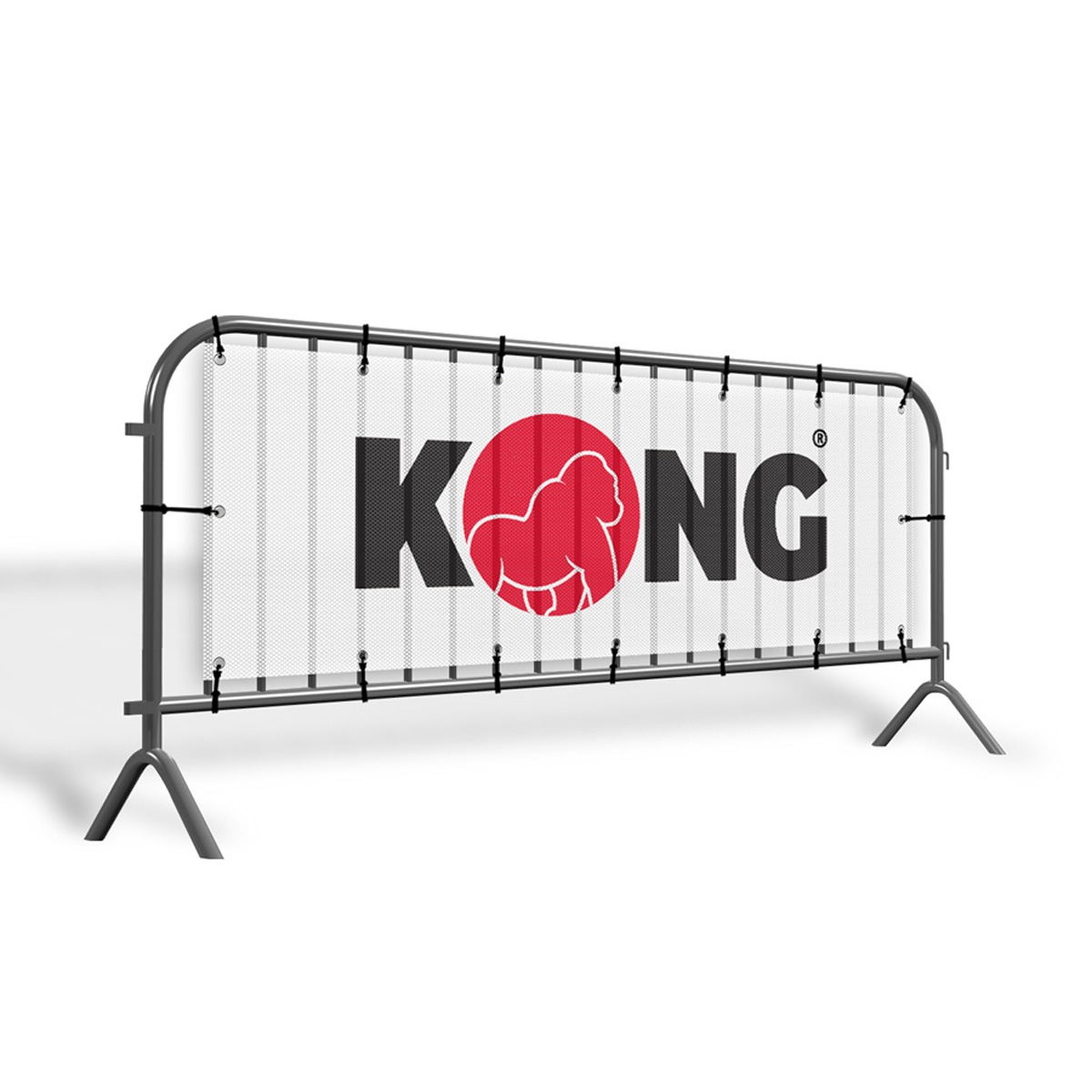 102'' x 165' Kong Banner - 11 OZ Fire Retardant Mesh w/ Liner 1,000 x 1,000 Denier PVC Matte White Print Side Out Banner