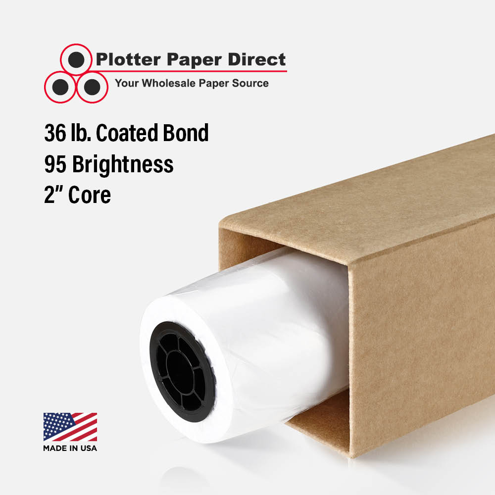 36'' x 300' Rolls - 36# Coated Bond on 3'' Core (Pack of 2)