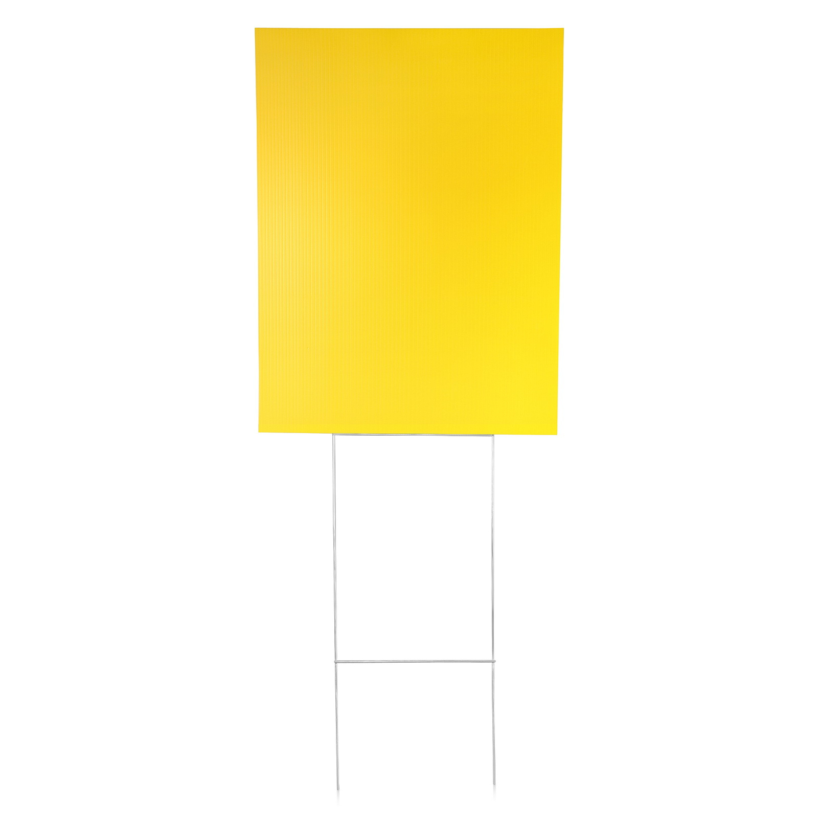 (1) 18''W x 24''H x 4mm Yellow Corrugated Plastic Board and (1) Economy Stakes 10'' x 30'' (SKU: CB18-24Y x ESS1030)