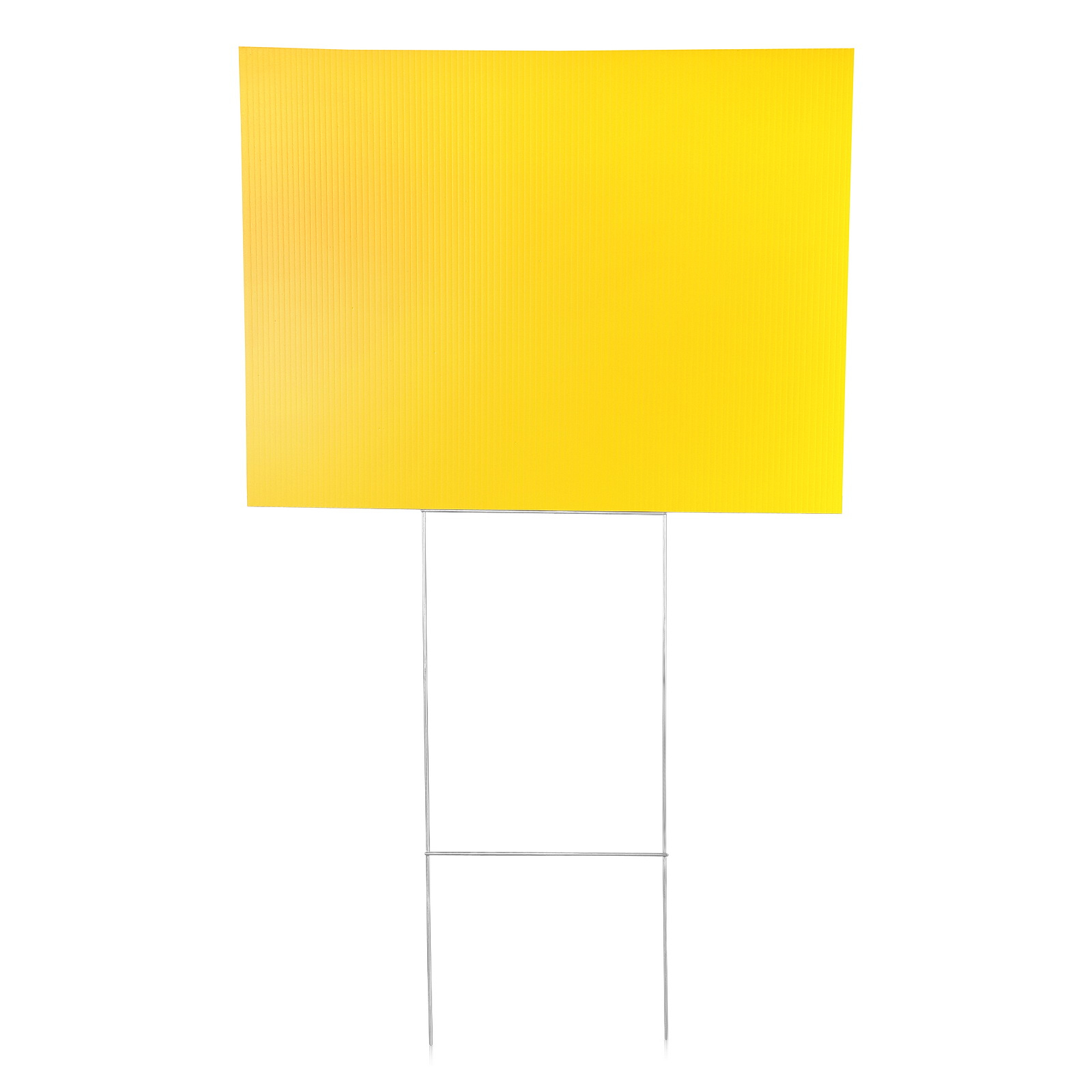 (1) 24''W x 18''H x 4mm Yellow Corrugated Plastic Board and (1) Economy Stakes 10'' x 30'' (SKU: CB24-18Y x ESS1030)