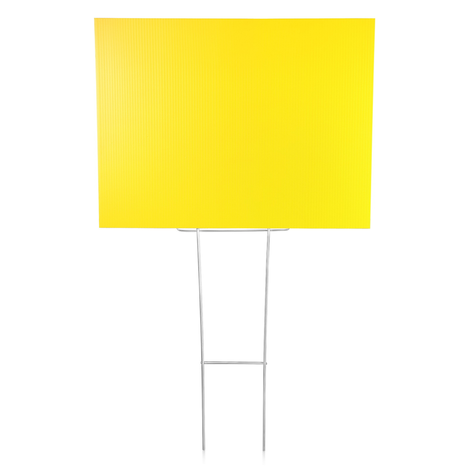 (1) 24''W x 18''H x 4mm Yellow Corrugated Plastic Board and (1) Heavy Duty Stakes 10'' x 30'' (SKU: CB24-18Y x HDSS1030)