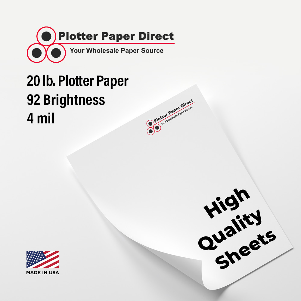 36'' W x 48'' H  - 20# Plotter Paper  (100 Sheets)