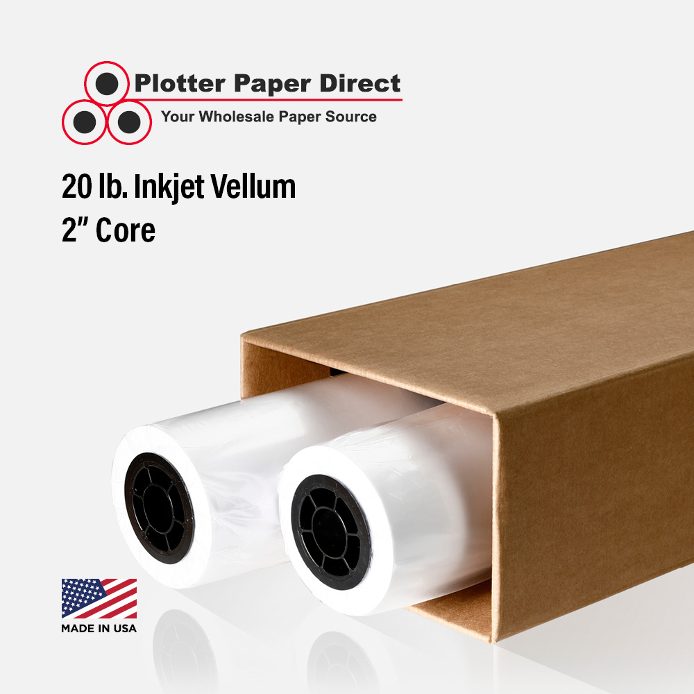 24'' x 150' Roll - 20# Inkjet Vellum - 2'' Core (Pack of 2)