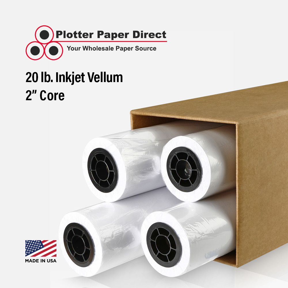 24'' x 150' Roll - 20# Inkjet Vellum - 2'' Core (Pack of 4)