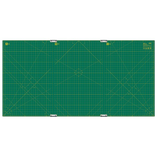 Olfa 70'' Wide x 35'' Long x 1.5mm Thick Double-Side Green Rotary Cutting Mat w/ Measuring Marks (3) 23'' x 35'' Mats w/ (4) Mat Clips
