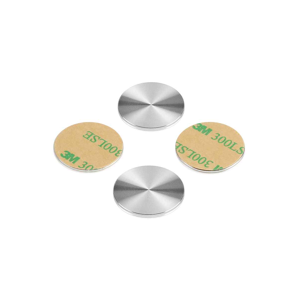 Set of 4 5/8'' Diameter X 1/32'' Thick. Aluminum Clear Shiny Anodized Disc (With 3M Very High-Bond Adhesive-Backed) Spare Part for APC-058AS [Required Material Hole Size: 7/16'']