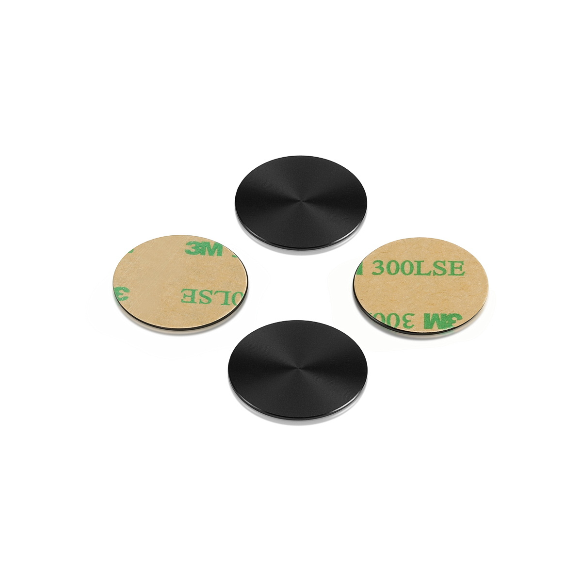 Set of 4 1-1/4'' Diameter X 1/32'' Thick. Aluminum Matte Black Anodized Disc (With 3M Very High-Bond Adhesive-Backed) Spare Part for APC-125MB [Required Material Hole Size: 7/16'']