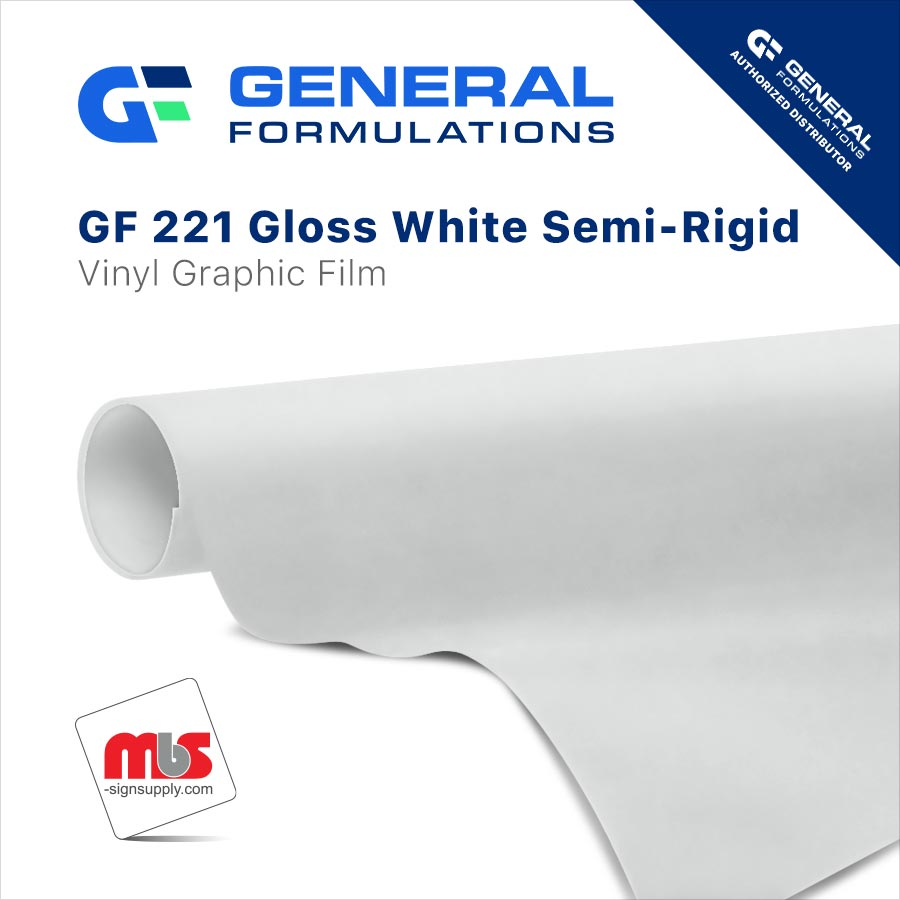 30'' x 30 Yard Roll - General Formulations 221 6 Mil Gloss White Semi-Rigid 3 Year Vinyl w/ Clear Low-Tack Removable Adhesive