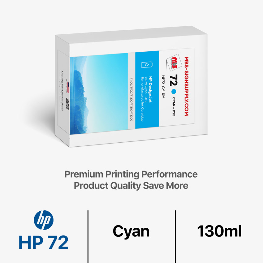 HP 72 DYE 130ml Remanufactured Cyan Ink Cartridge for Designjet T1100/T1120/T1200/T1300/T2300