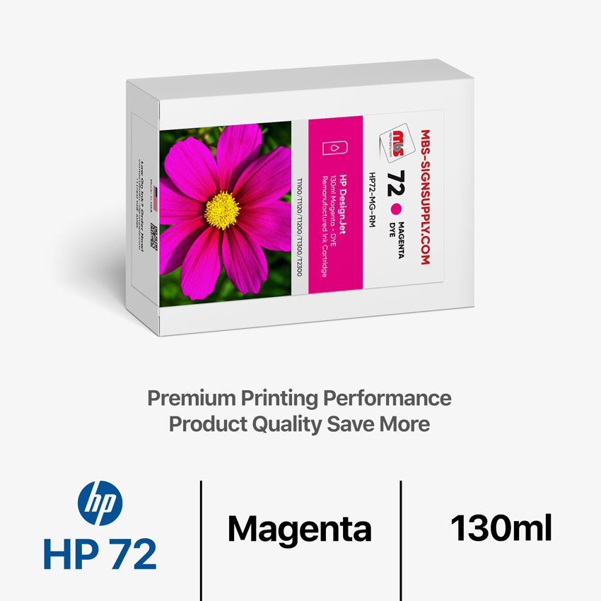 HP 72 DYE 130ml Remanufactured Magenta Ink Cartridge for Designjet T1100/T1120/T1200/T1300/T2300