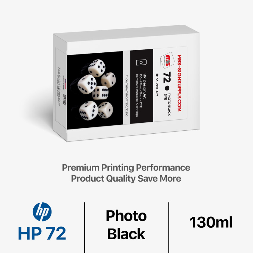 HP 72 DYE 130ml Remanufactured Photo Black Ink Cartridge for Designjet T1100/T1120/T1200/T1300/T2300